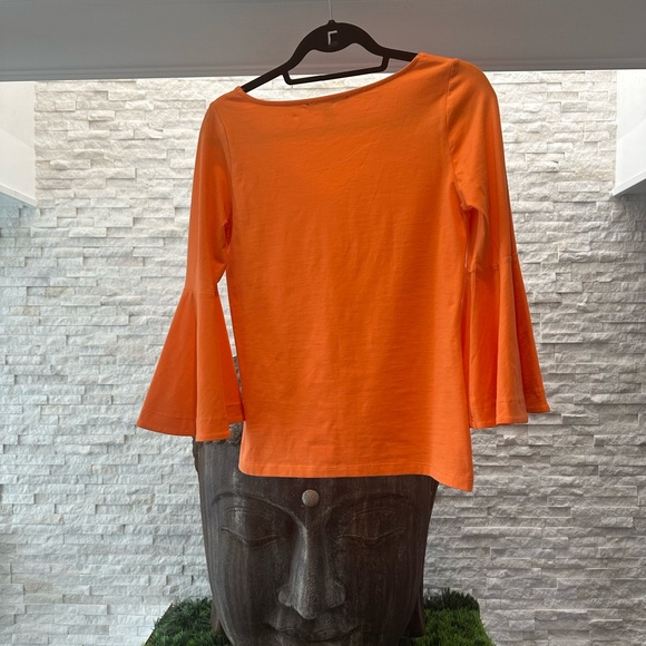 Brand New Orange Scoop Neck Top 3/4 Flared Sleeve Small - Picture 3 of 7